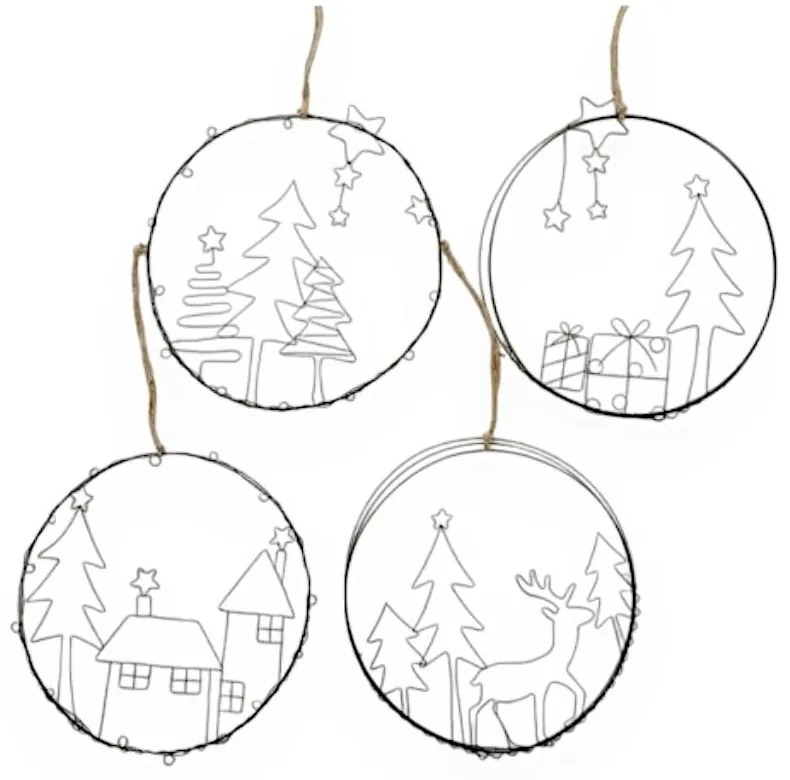 Комплект от 4 висящи коледни декорации Gerda - Boltze