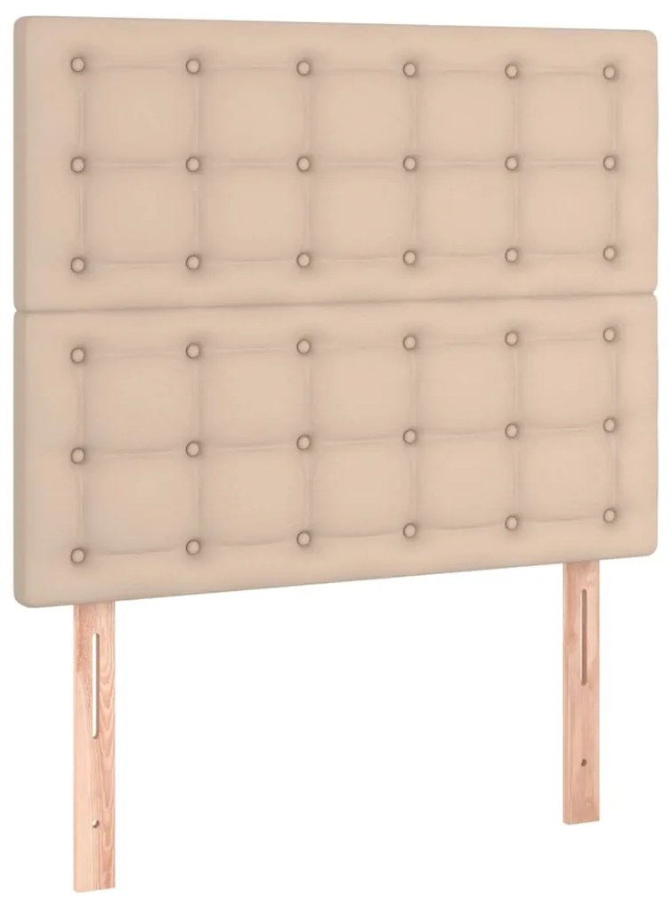 3116415 vidaXL Табла за легло, цвят капучино, 90x5x118/128 см, изкуствена кожа