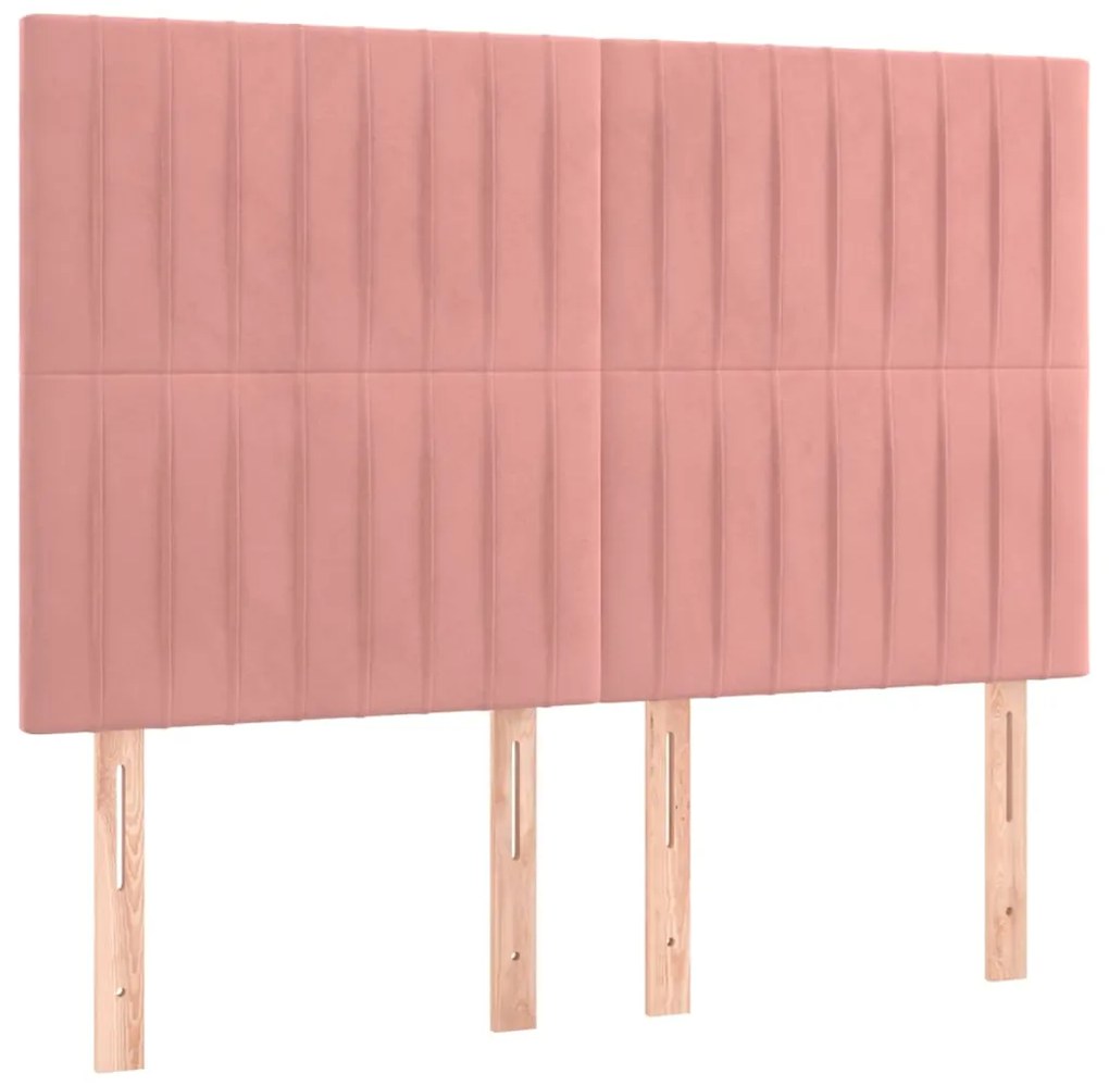 3116623 vidaXL Табла за легло, розова, 144x5x118/128 см, кадифе