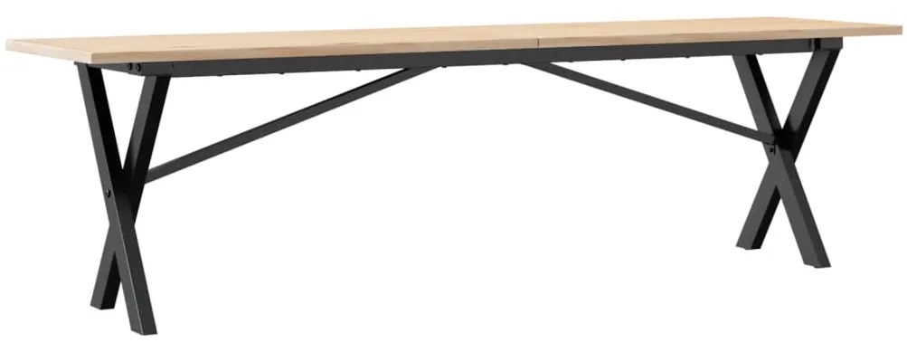 3282690 vidaXL Кафе маса X-образна рамка 160x40x45 см бор масив и стомана