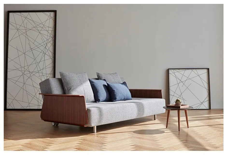 Сив разтегателен диван с подлакътници Twist Granite Long Horn - Innovation