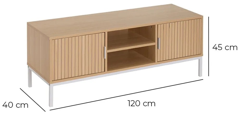 Маса за телевизор от декор от дъб в естествен цвят 120x45x40 cm Mid-Lines – Casa Selección