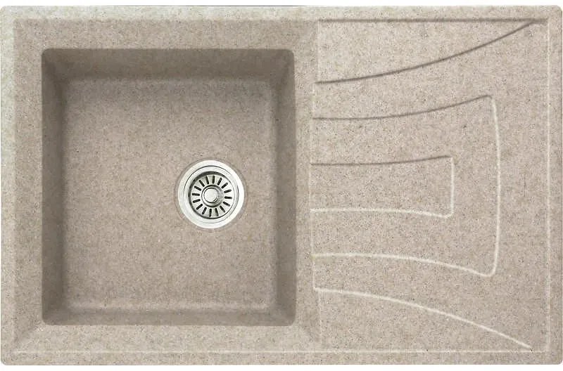 Кухненска мивка ICGS 8104 SAND, Inter Ceramic, мивка с плот, със сифон, 78x50см