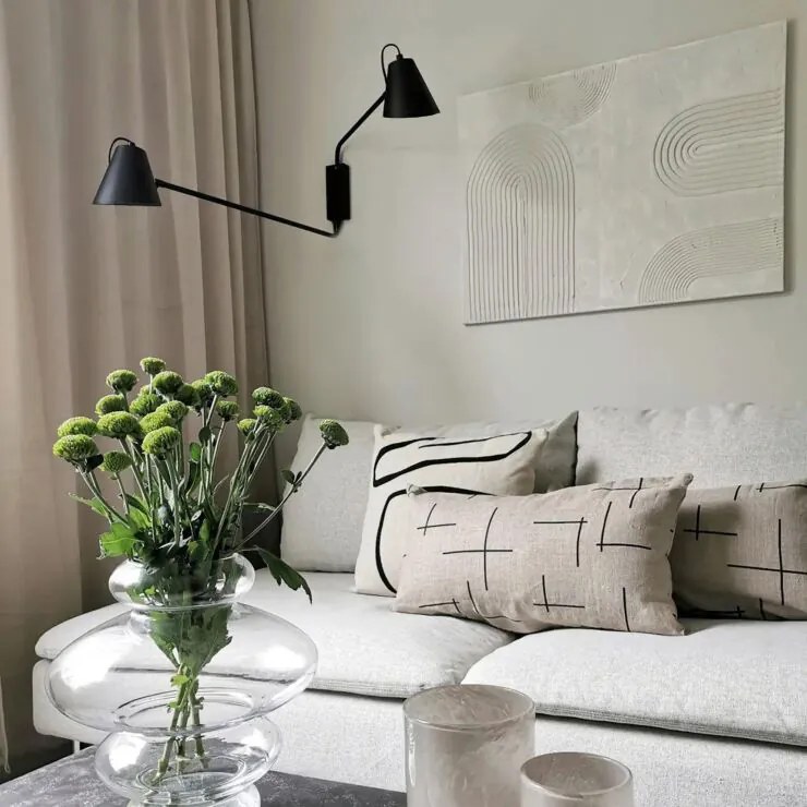 Модерна стенна лампа черна 2 светлини регулируема - Lune