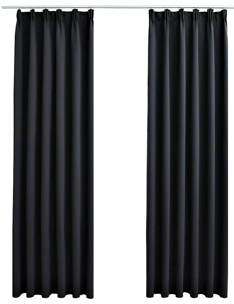 134416 vidaXL Затъмняващи завеси с куки, 2 бр, черни, 140x245 см