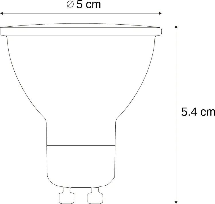 Комплект от 5 GU10 50mm 3-степенни димируеми LED крушки Kelvin прозрачни 4.9W 450 lm 2000-2700K