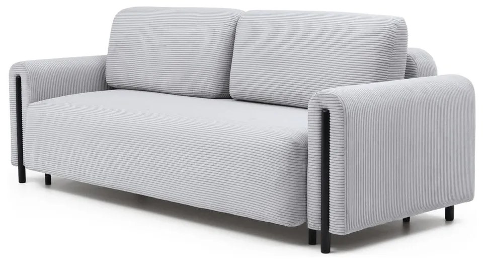 Сив разтегателен диван с място за съхранение от рипсено кадифе 244 cm Arcadova – ELTAP
