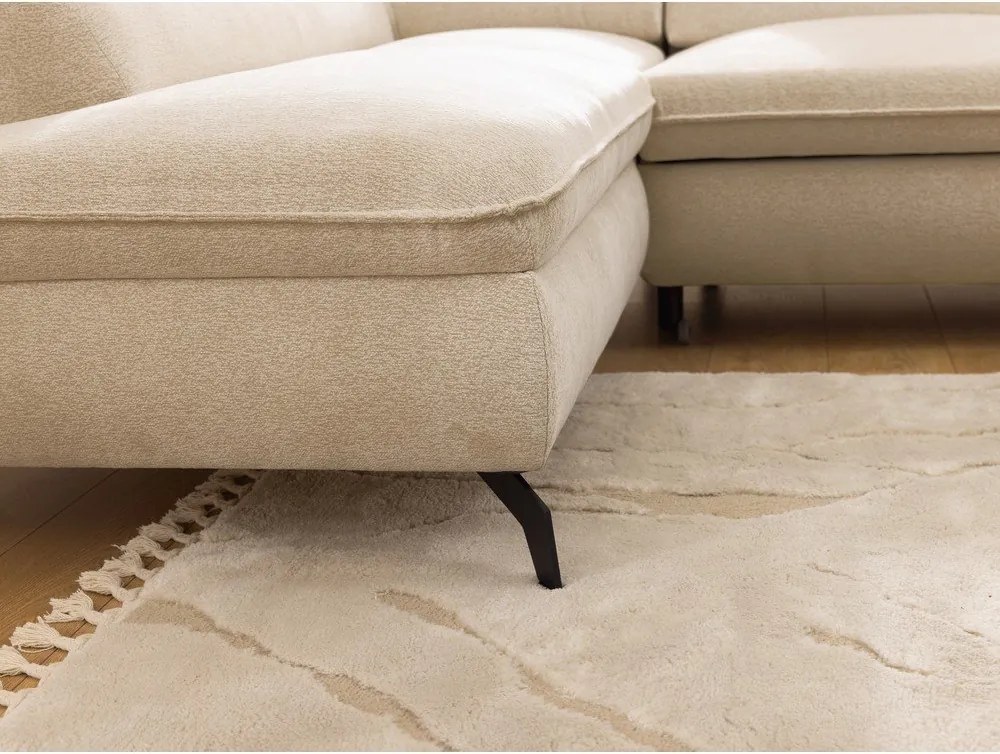 Бежов шенилов ъглов диван (ляв ъгъл L форма) Marbeya – Ropez