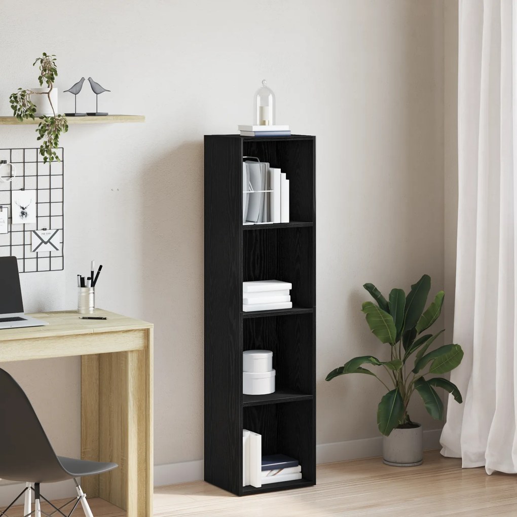 862396 vidaXL Книжно шкафче Черен дъб 36x30x143 см Инженерна дървесина