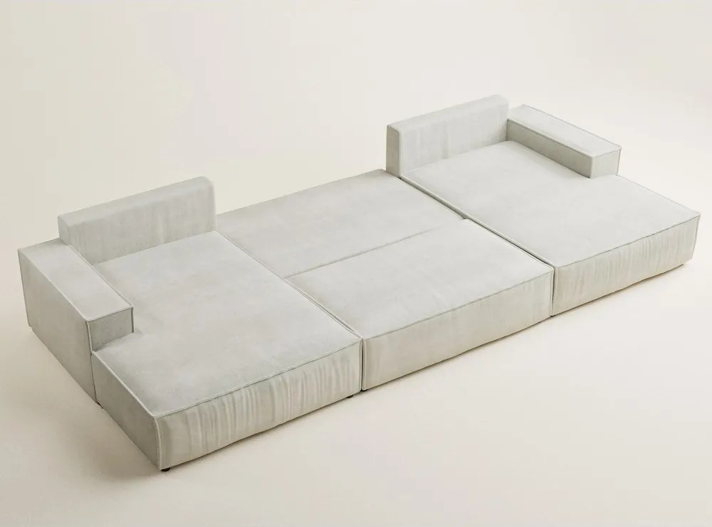 Кремав шенилов сгъваем/с място за съхранение ъглов диван (U форма) Kyoto – Maison de Rêve