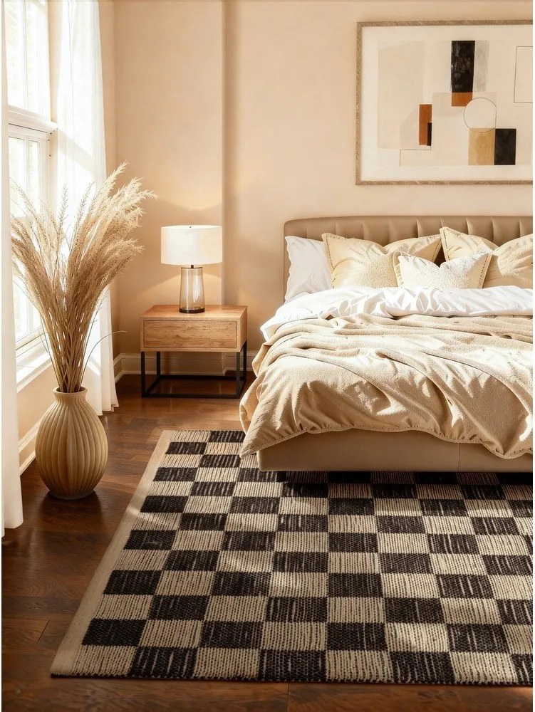 Черен/кремав двустранен/ръчно изработен килим със смес от юта 160x230 cm Rex – Hanse Home