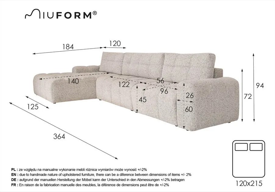 Кремав разтегателен модулен ъглов диван с място за съхранение (ляв ъгъл) Lulu – Miuform