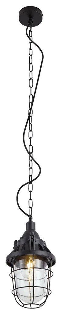 Индустриална висяща лампа черна със стъкло - Cabin