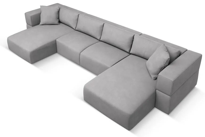 Светлосив ъглов U-образен диван Esther – Milo Casa