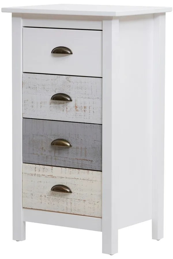 Висок бял и сив скрин с 4 чекмеджета , 46 x 80 cm Romantica - Marckeric