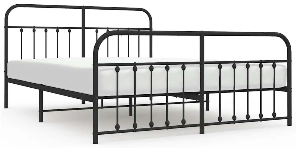 352601 vidaXL Метална рамка за легло с горна и долна табла, черна, 183x213 см