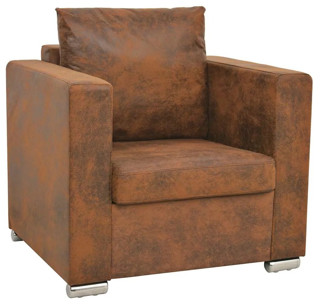 244701 vidaXL Фотьойл, кафяв, 82x73x82 см, изкуствена велур