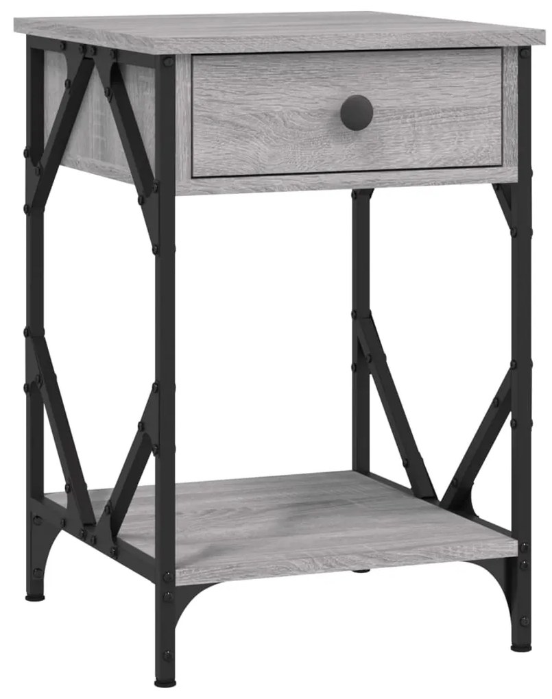 826341 vidaXL Нощно шкафче, сив сонома, 40x42x60 см, инженерно дърво