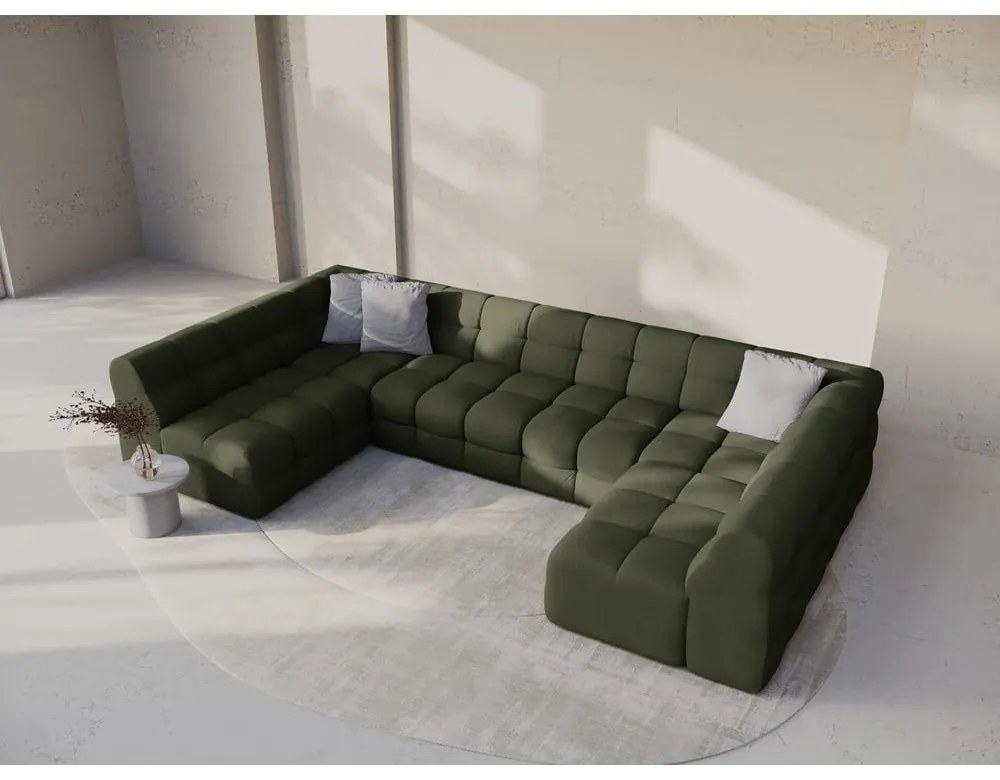 Зелен ъглов диван (U форма) Kendal – Micadoni