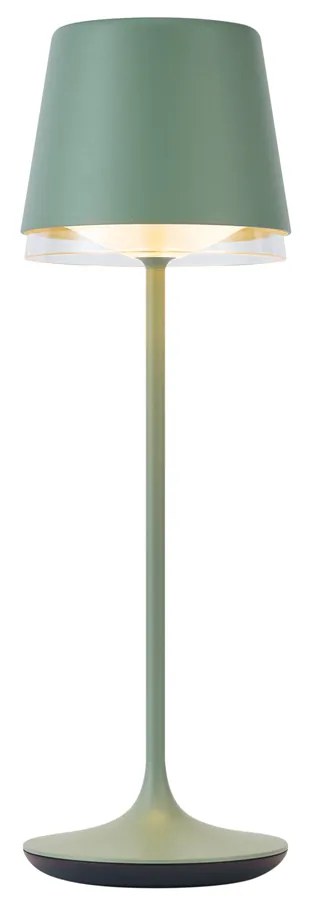 Настолна лампа зелена с LED IP65 акумулаторна със станция за зареждане - Bass