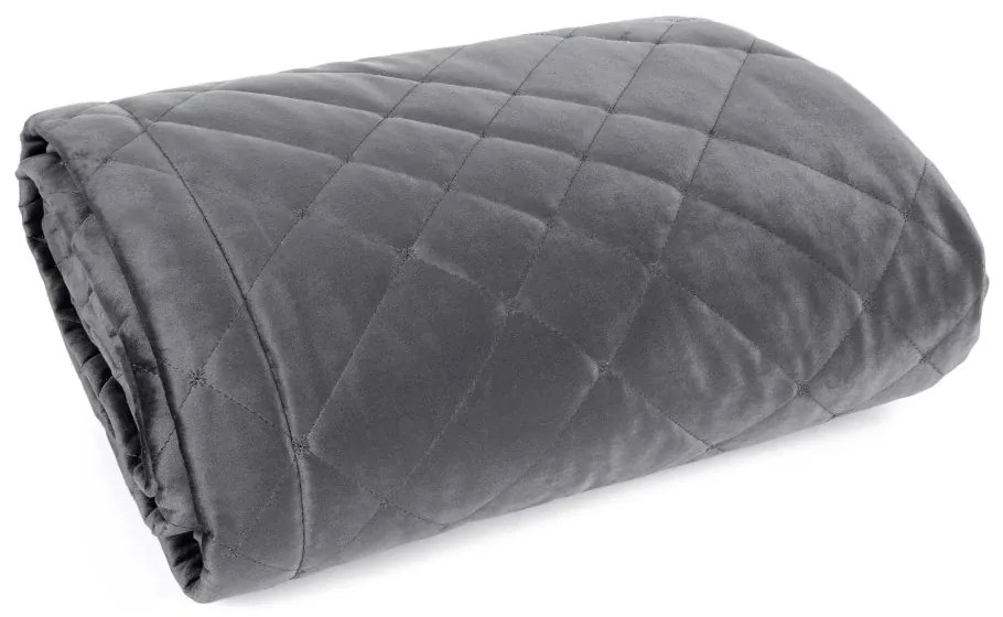 Елегантна кадифена покривка за легло с геометрични шевове - сива Ширина: 200 см | Дължина: 220 см