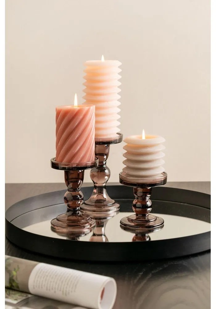 Кафяв стъклен свещник Изкуство Glass Art - PT LIVING