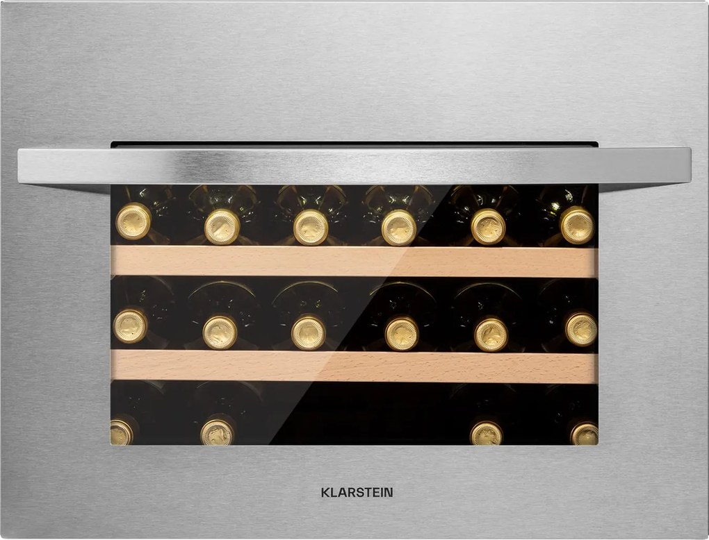 Klarstein Vinsider 24 Built-In Uno, охладител за вино, 1 зона, 24 бутилки, неръждаема стомана