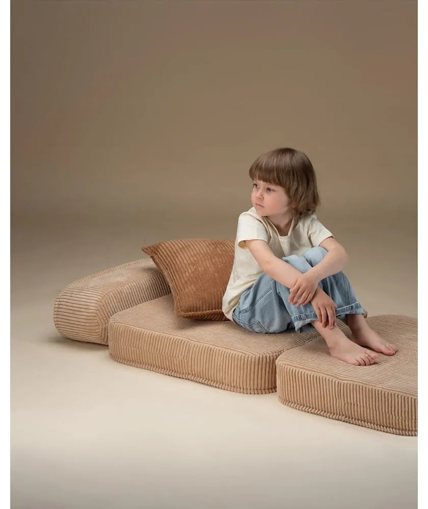 Светлокафяв детски стол от рипсено кадифе Flip – Wigiwama