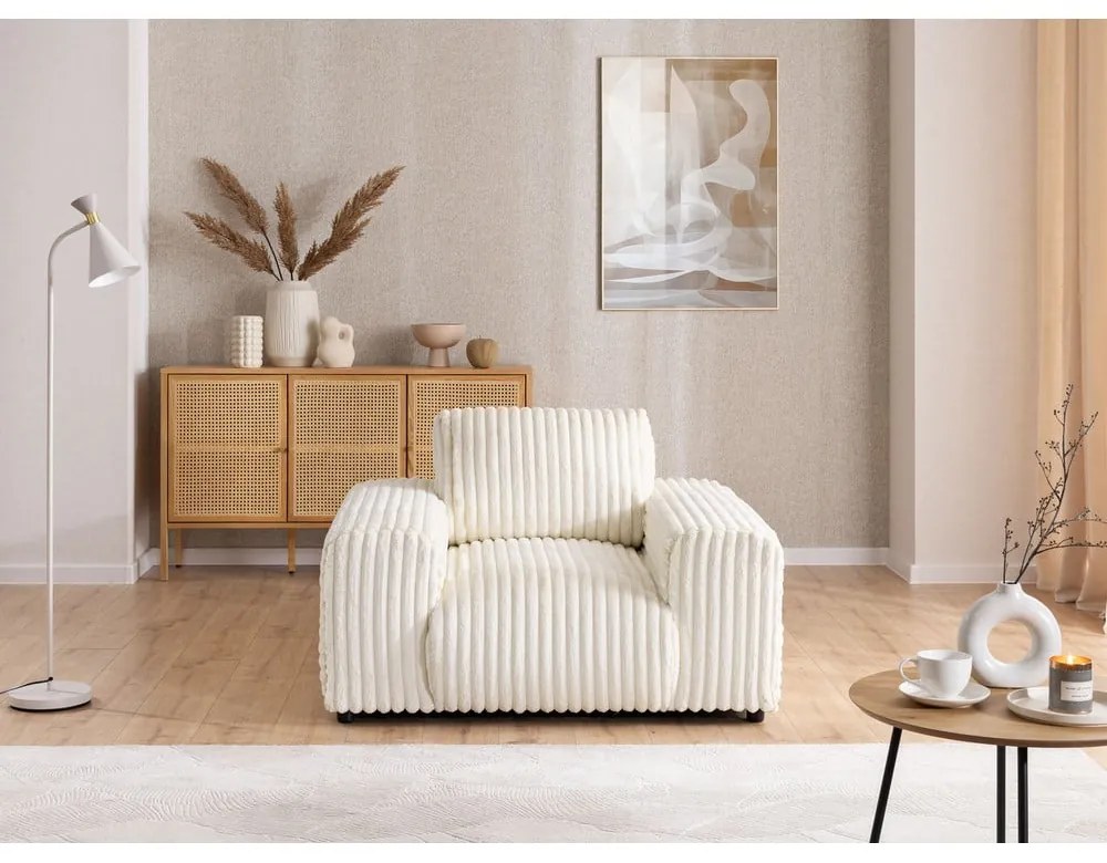 Кремаво кресло от рипсено кадифе Justin – Ropez