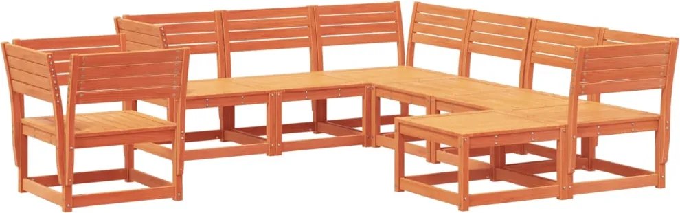 3216942 vidaXL Градински лаундж комплект, 8 части, восъчнокафяв, бор масив
