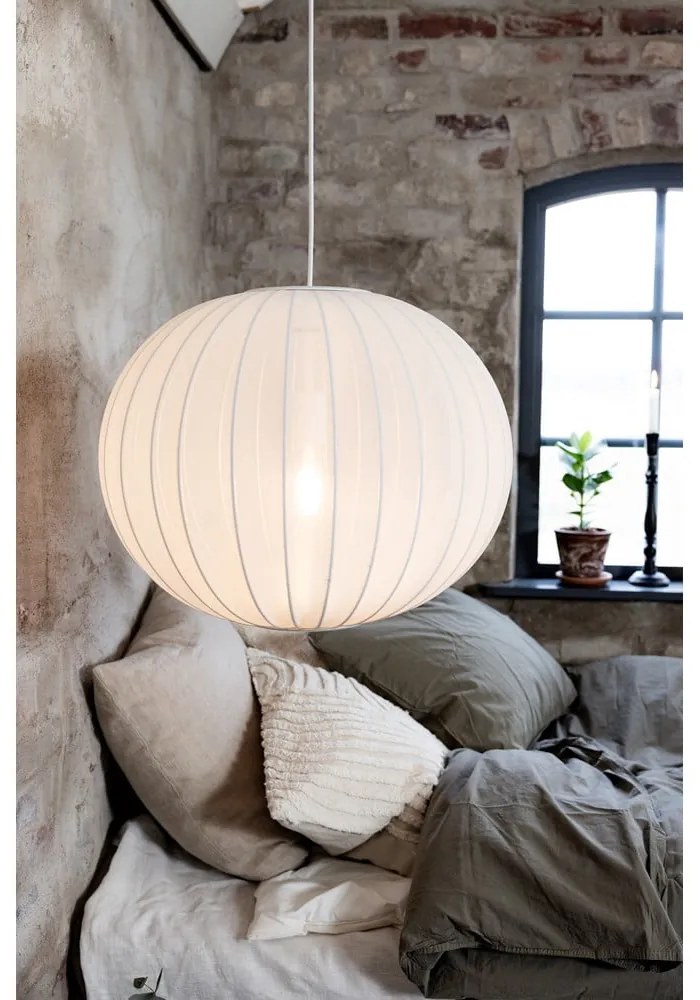 Бяло висящо осветително тяло с текстилен абажур ø 50 cm Florence – Markslöjd