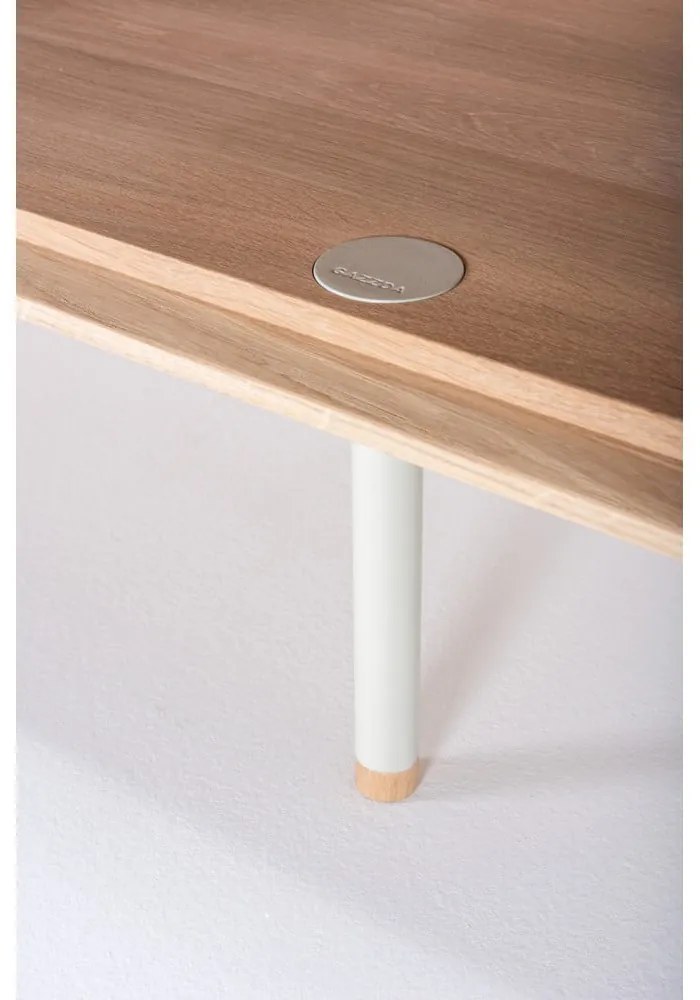 Бяла/естествена маса за телевизор от масивен дъб 150x64 cm Fina – Gazzda