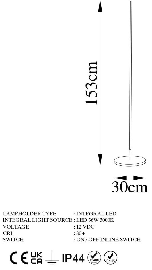 Черна LED подова лампа (височина 153 cm) Sword – Opviq lights