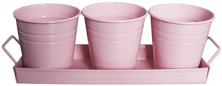 Feronya - Комплект 3бр. саксии на поставка розови 5410-3