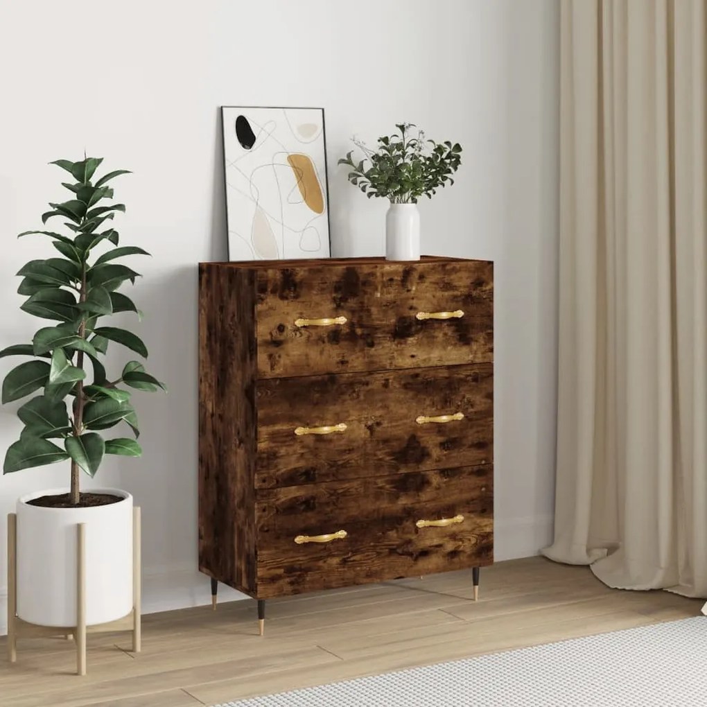 827833 vidaXL Сайдборд, опушен дъб, 69,5x34x90 см, инженерно дърво