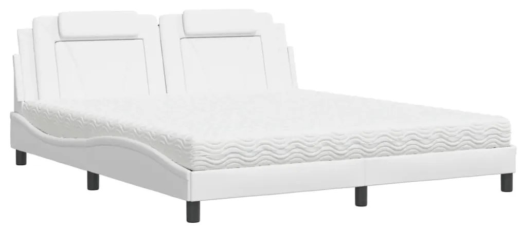 3208811 vidaXL Легло Viana без матрак, бяло, 180x200 см, изкуствена кожа