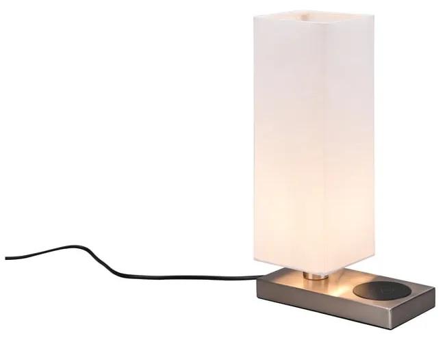 Настолна лампа с безжично зарядно устройство в сребристо (височина 35 см) Haley - Trio