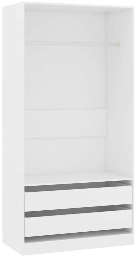 800603 vidaXL Гардероб, бял, 100x50x200 см, ПДЧ