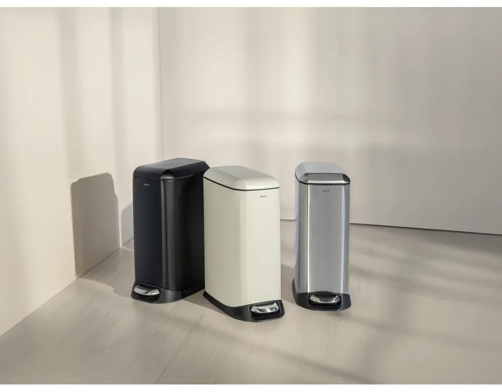 Матово черно стоманено кошче за боклук с педал 12 l Design – Wenko