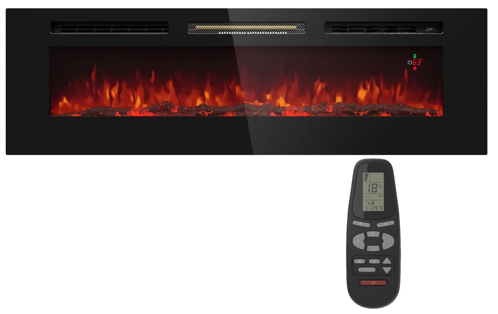 Klarstein Galeras 152, електрическа стенна камина, 1800 W, LED