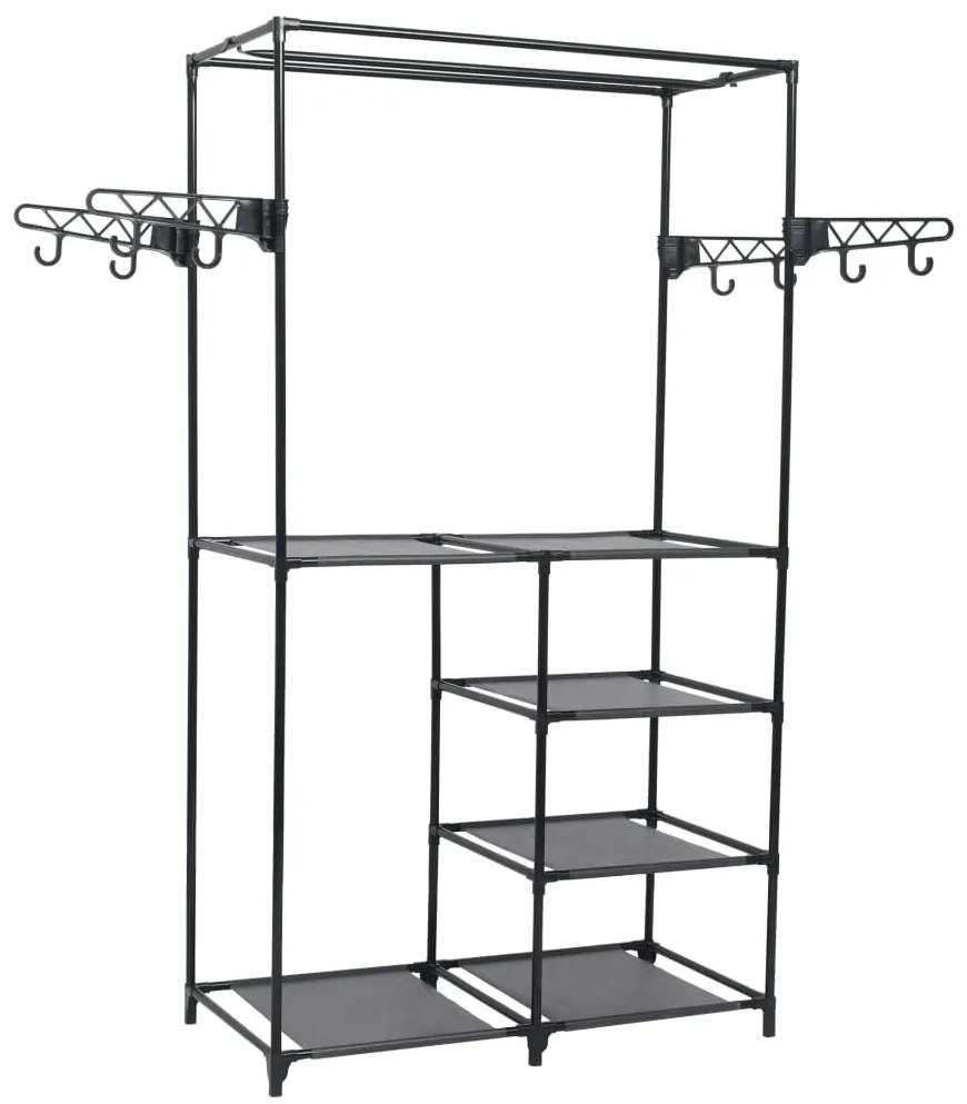 245744 vidaXL Стойка за дрехи, метал и нетъкан текстил, 87x44x158 см, черна