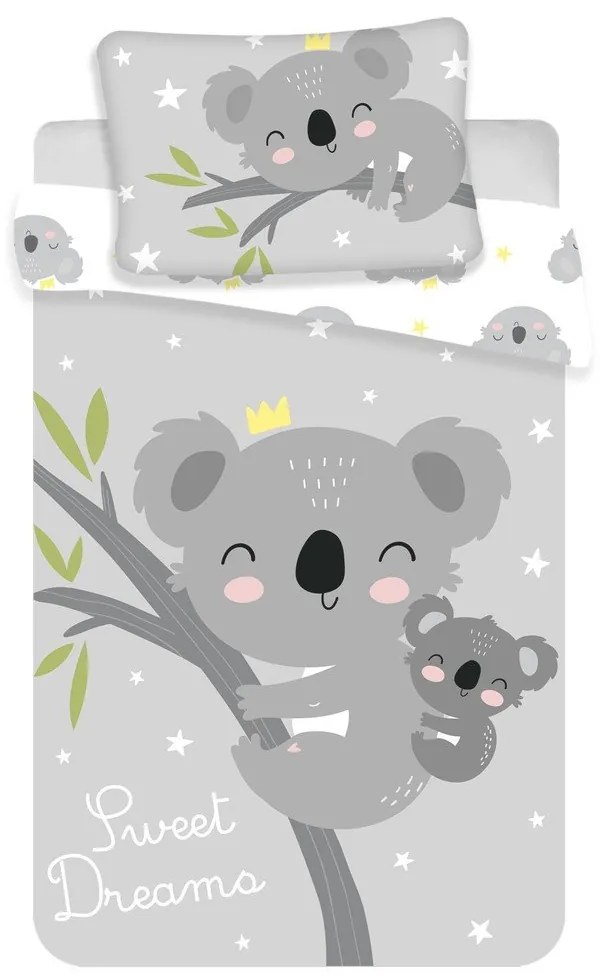 Сиво памучно детско спално бельо 100x135 cm Koala "Sweet Dreams" – Jerry Fabrics