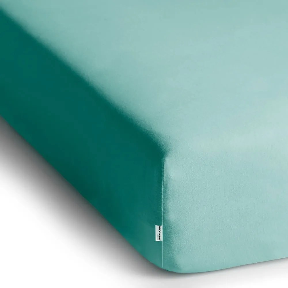 Тюркоазен еластичен чаршаф от джърси 200x200 cm Amber – Restilo