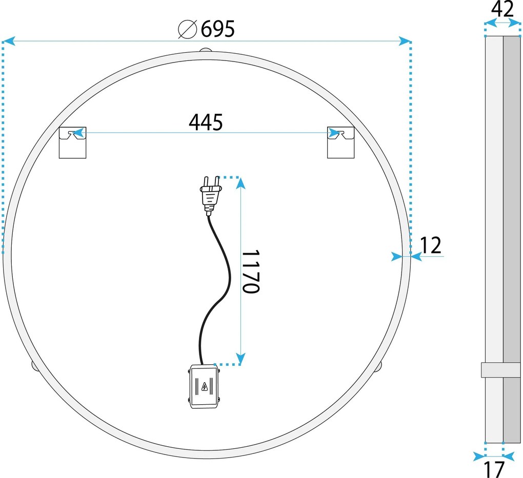 Огледало LED 70cm BL805
