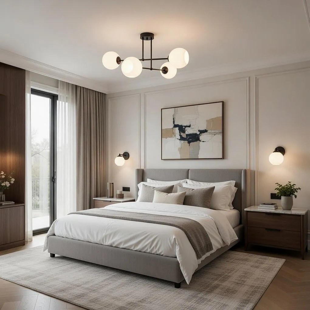 Плафон КОМПАС G, черен/бял, 4xE27