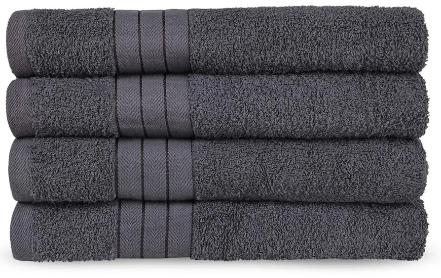 Антрацитни памучни кърпи в комплект от 4 бр. от тери 50x100 cm – Good Morning