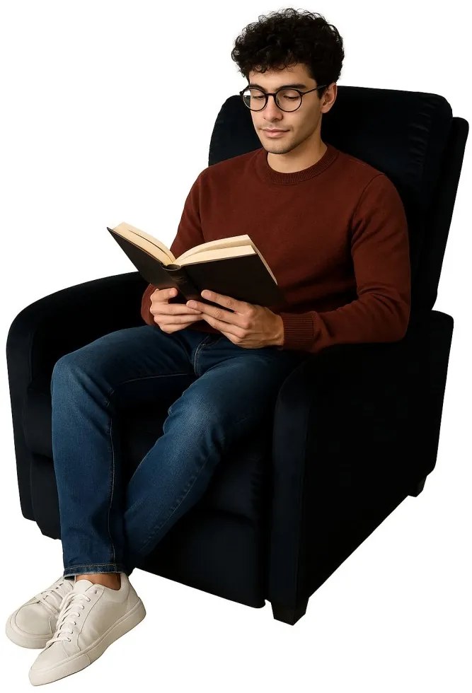 Стилен фотьойл с накланяне от черно кадифе