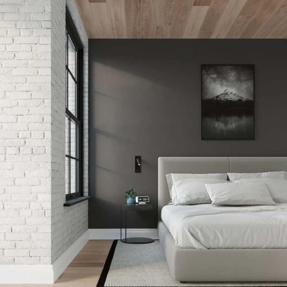 Черна метална стенна лампа Chimery – Sollux