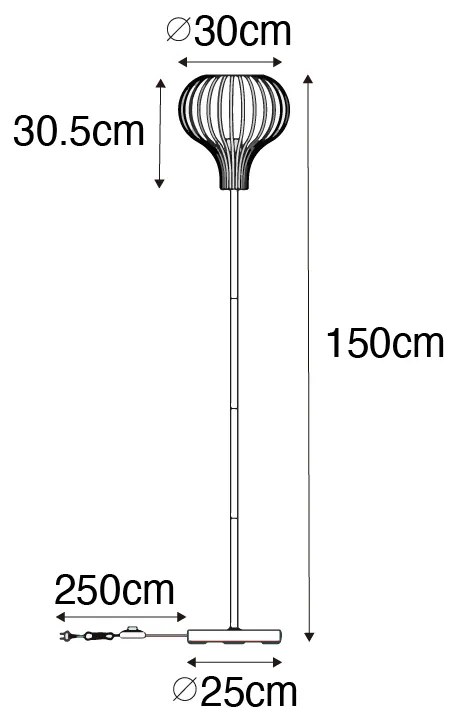 Модерна подова лампа черна - Saffira