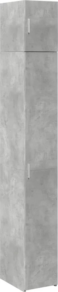 3281262 vidaXL Тесен шкаф, бетонно сив, 30x42,5x225 см, инженерно дърво